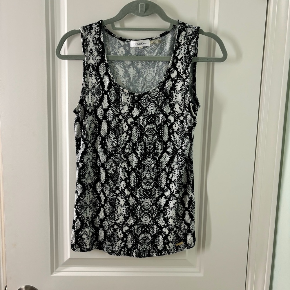 Calvin Klein black and white stretch tank, size S